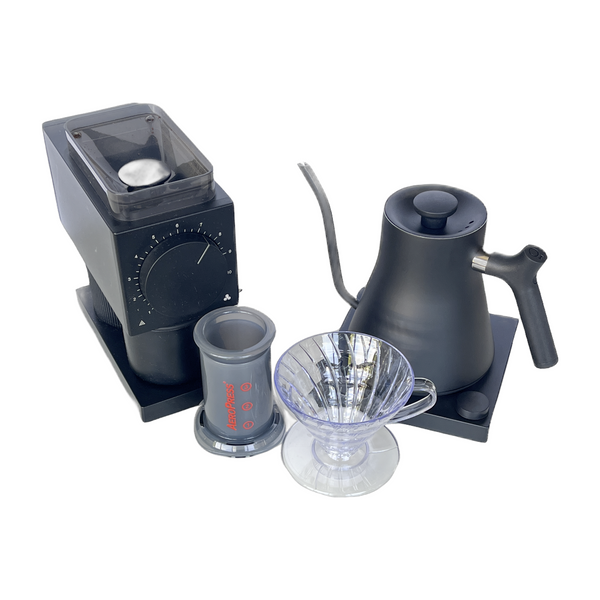 Coffee Brewing Set Fellow Ode Grinder Stagg Kettle Aeropress Pourover